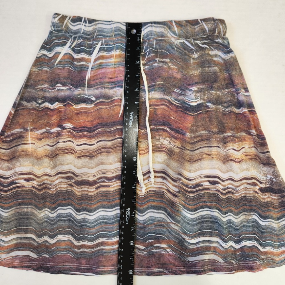 Aventura Americana Womens S Wavy Abstract Print Jersey A-Line Mini Skirt Brown S - Picture 5 of 7